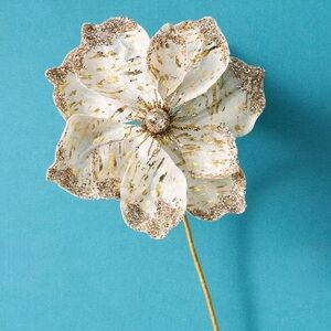 NEW Anthropologie Flower Pick Ornament, White & Gold